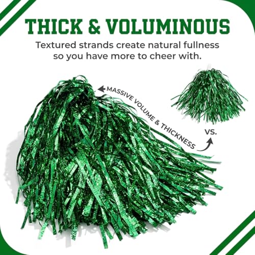 Metallic Kelly Green Foil Textured School Spirit Shakers- Pack of 10 | Anderson's Metallic Pom Pom, For Cheerleader, Football, Basketball, Homecoming, Team Party, Dance Performance - color: Kelly Green