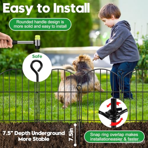 Decorative Garden Fence 17in (H) x50ft (L),Arched Rustproof Metal No Dig | Small Fence for Dogs & Rabbit,Ornamental Animal Barrier for Flower Beds,Border Panels Fencing for Yard & Patio Outdoor Decor - size: 50 Panels-17in(H) x 50ft(L) without Gate