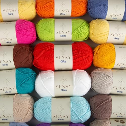 Sensy Chino Soft Cotton Yarn, Soft Baby Cotton Yarn, Amigurumi Yarn, 3.5 oz, 360 Yards, Gauge 2 Fine (Creamy) - color: Creamy, size: 1 Skein