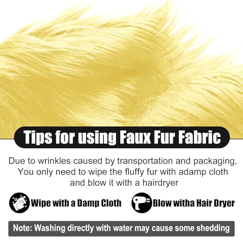 Light Yellow 2x60Inch Faux Fur Shaggy Plush Faux Fur, Fabric Precut Strips Fluffy Fuzzy Faux Fur, Craft Beard Hair, Beard Miniature Dolls Rugs Mats Gift, Winter Halloween Christmas Costume Party Decor - color: Light Yellow
