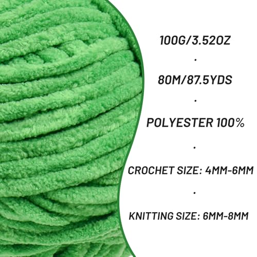 3 Pack Chunky Chenille Yarn for Crocheting, Baby Yarn for Crocheting Soft Blanket, 262.4 yds /10.5 oz Crochet Yarn, Bulky 5 Amigurumi Yarns, Fluffy Velvet Yarns for Knitting Crafts (3 Christmas Green) - color: 3 Christmas Green