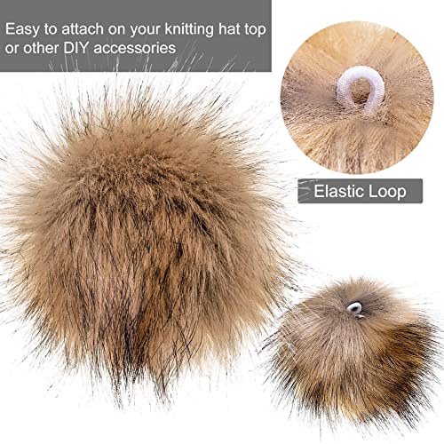 Tatuo 16 Pcs Faux Fur Pom Poms for Hat 4 Inches Large Fluffy Pom Balls for Craft Knitting Beanie Shoe Scarf Bag Pompom Valentine Keychain Charm Winter DIY Accessory (Black,Gray,Brown,White,Natural) - color: Black, Gray, Brown, White, Natural