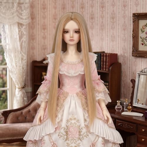 Long Straight 8-9" 1/3 BJD MSD DOD Pullip Dollfie Wig Centre Parting DIY Making Hair Accessories - color: Ash Brown
