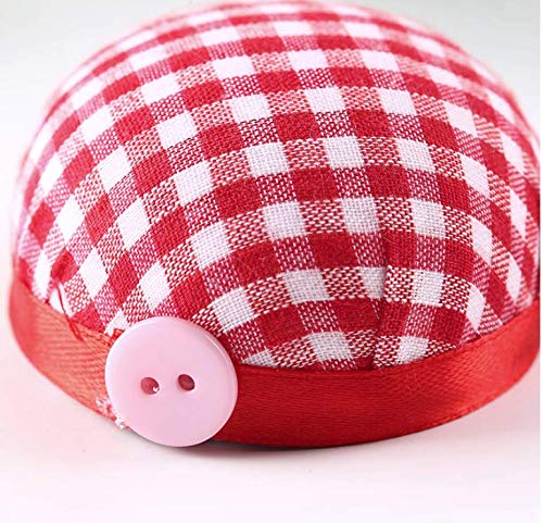 LASSUM Red Plaid Grids Wrist Wearable Sewing Pin Cushions for Sewing Quilting Pins Holder
