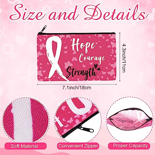 Reginary 20 Pcs Makeup Bags Gifts for Women Canvas Cosmetic Bags with Zipper Bulk Gift for Women Travel Purse Organizer Pouch Accessory, Toiletry Large Capacity, 7 x 4.3 Inch(Breast Cancer Awareness) - style: Breast Cancer Awareness