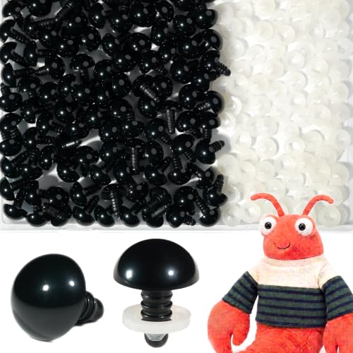 SEVENSUN 16mm Safety Eyes for Crocheting, 200pcs Black Crochet Eyes for Crochet Animals, amigurumi Eyes for Crafts, Craft Doll Eyes for amigurumi Stuffed Animals Eyes - size: 16mm