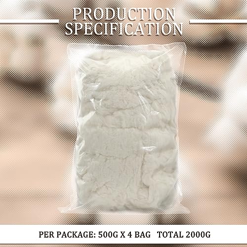 Berlune 2000g/4.4lb Organic Raw Cotton Stuffing Natural Cotton Filling for Pillow Upholstery Couch Dolls Art Crafts Stuffed Animals Filler - size: 2000g/4.4lb