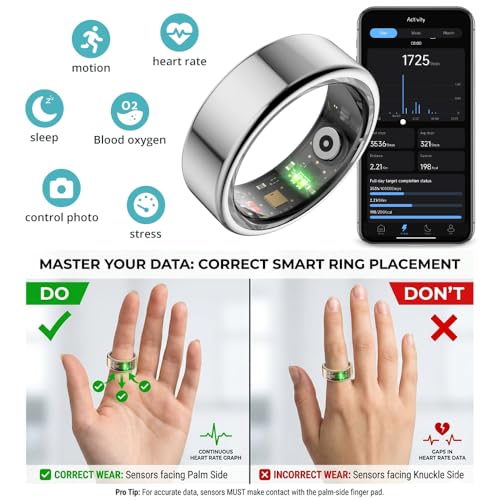 Smart Ring for Women, Health Tracker & 5ATM, COLMI R02. (Silver, 7#) | No Subscription Fee & Skin Temperature, Heart Rate, Blood Oxygen, Sleep Health Monitoring, Sports Tracking, Menstrual Cycle. - color: Silver, size: 7#