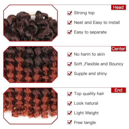5 Packs Jamaican Bounce Crochet Hair 8 Inch Jumpy Wand Curl Crochet Hair for Women Curly Bounce Crochet Braids Hair Extension Twist Hair(T350# 20 strands/pack) - color: 1B/350#, size: 8 Inch (Pack of 5)