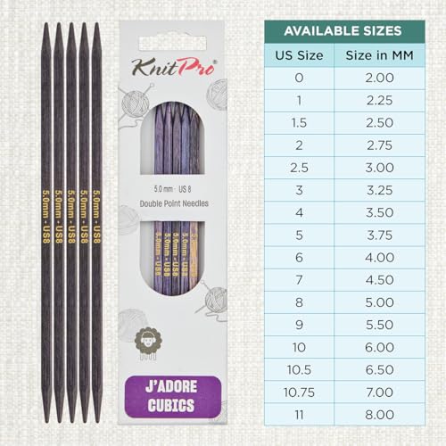 KnitPro J’Adore Cubics Double Pointed Needles 6" (15cm) | US Size 8 (5mm) - size: US 8 (5.00mm)