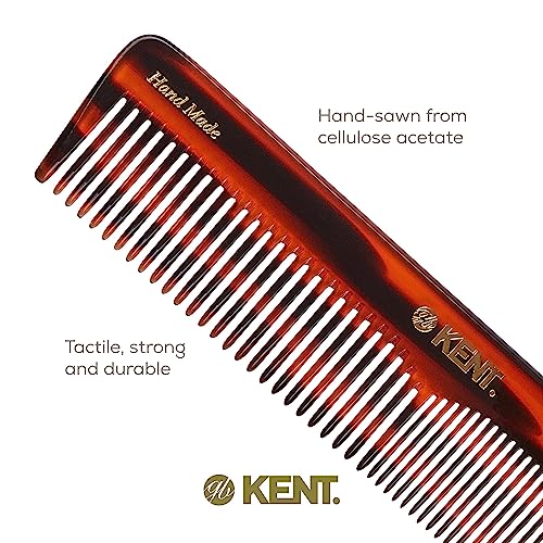 Kent 16T Tortoise Fine Tooth and Wide Tooth Comb for Daily Grooming, Styling Comb for All Hair Types, Wet or Dry Hair Detangling Combs for Men and Women,Saw Cut Hand Polished, Made in England - color: Tortoiseshell, size: 1 Pack