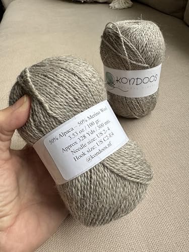 Alpaca Yarn Blend Set of 2 skeins, 2-ply Super Soft Yarn for Hand Knitting and Crocheting (2 Skein with ABT. 200 gr / 7,55 Oz) (Gray) - color: light gray
