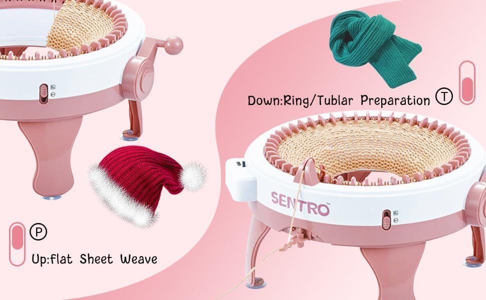BUAOB SENTRO Knitting Machine 48 Needles for Adults, Smart Automatic Circular Crochet Knitting Machine with Row Counter