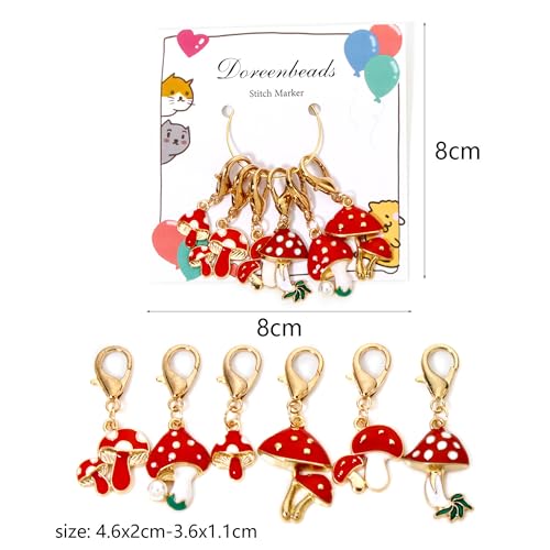 DoreenBeads Stitch Markers for Crocheting and Knitting | Alloy Enamel Crochet Marker Crochet Gifts for Knitting Weaving Sewing Accessories Quilting Jewelry Making - color: Red Mushroom