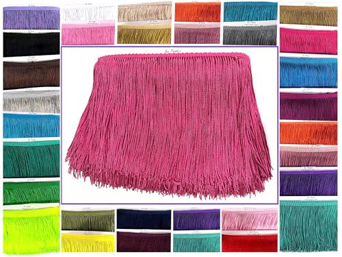10 Yards of 4" Long Chainette Fringe Thread Yarn Tassel Trim Braid Fringe for Crafts Sewing and Decor-Fuchsia Hot Pink - color: Fuchsia Hot Pink, size: Value 10 Yards
