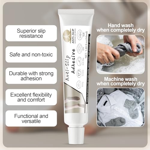 50ml Black Sock Stop Glue, Washable Anti-Slip Coating for Socks | Water-based, latex-free coating adds washable, waterproof grip to socks, pet socks, mats and other fabrics. - color: Black