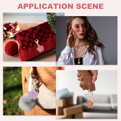PATIKIL Flower Crochet Stitch Markers, Knitting Cherry Blossom Charm Marker for DIY Craft - color: White