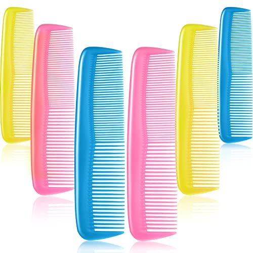 Leinuosen 12 Pieces Pocket Hair Combs, Fine Tooth Combs, Multicolored | Plastic Hair Care for Men Women, Portable Travel Size, for Barber Salon Hair Dressing Use, Not Breakable, Peines Para Cabello - color: Pink, Yellow, Blue