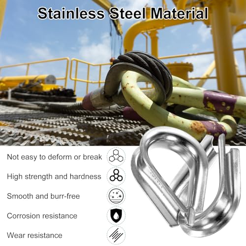 M METERXITY 10-Pack Wire Rope Thimbles, M12 Stainless Steel 12mm Rope Thimble Rigging for Diameter Cable Rigging/Sailing/Clothesline, Wire Cable Protection - size: M12