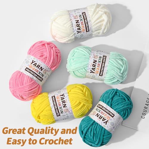 Soft Chenille Yarn for Crocheting, Fluffy Chunky Crochet Yarn for Baby Blanket, (1.76oz/65.6yds) Fuzzy Velvet Yarn for Amigurumi&DIY Puzzle、Crafts、Scarf(Black) - color: Black
