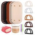 QsiuYbng 17 Pcs Purse Handles & Bases Set Includes 5 Pcs Leather Purse Bottoms for Crocheting 2 Pcs Acrylic D Shape Bag Handles 2 Pcs Crochet Hook Crochet Bag Kit - color: D Shape