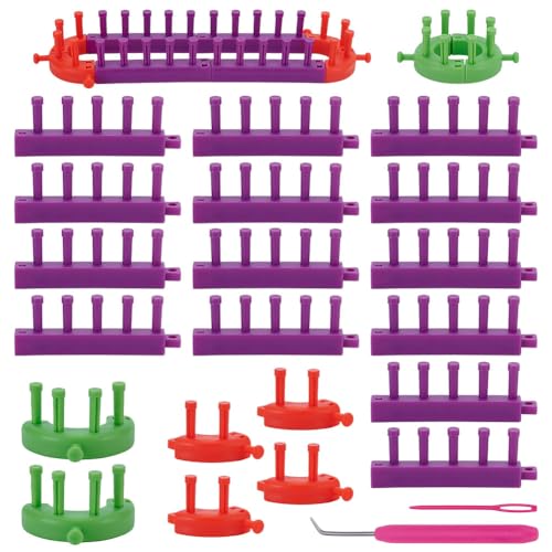 HOBBIESAY 1set Adjustable Knitting Loom Set Knitting Loom Scarf Crochet with Needles Weaving Tool Set Long Looms Scarf Sweater Shawl Stitch Knit Blankets Different Sizes and Shapes Knittings Looms