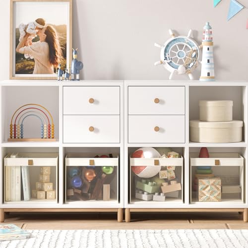 Linen Closet Organizers and Storage, Closet Storage Bins Basket Organizer, Foldable Organization Baskets with Mesh Window for Clothes Towels and Toys, 11" x 11" x 11", Beige, 4 pack - color: Beige-4Pack, size: 11"L x 11"W x 11"H