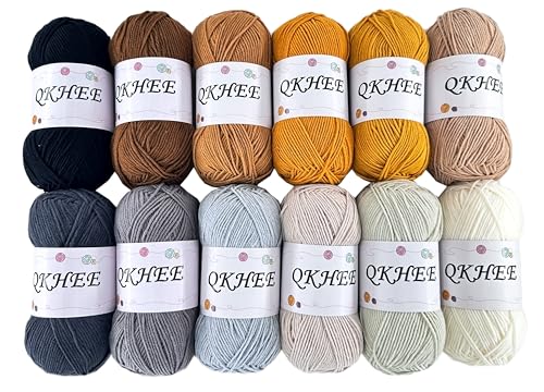 Yarn for Crocheting and Knitting 12 * 1.76 Oz (50G) /195yd, Fine/Fingering Weight (1), 60% Cotton 40% Acrylic Soft Yarn kit for Making Sweater and amigurumi (Morandi) - color: Morandi