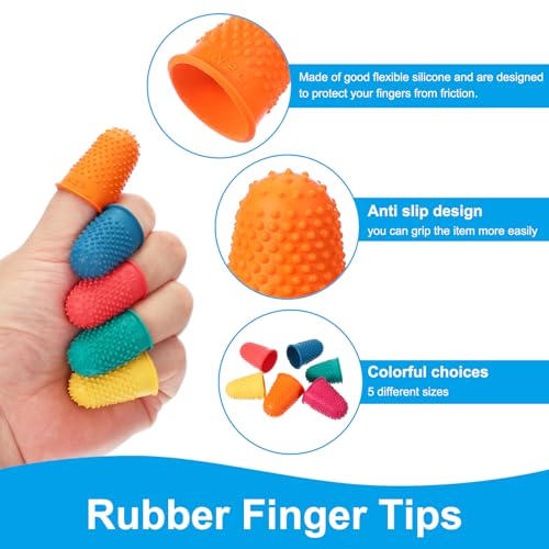 PATIKIL Rubber Finger Tips, 15 Pack Silicone Thumb Fingertip Protector Finger Cots Covers Guard Pads Thimble Grips for Office Counting Sewing, Orange M Size - color: Orange, size: 1.2x0.8inch（Medium）