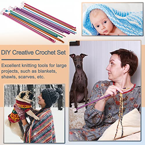 Coopay 11Pcs Tunisian Crochet Hooks Set-Long Crochet Hook, 2mm(B)-8mm(L) | Afghan Crochet Needles for Crocheting Large Projects, Great Knitting & Crochet Supplies for Beginner, Crocheter & Knitter - color: Multicolor Tunisian Afghan Set