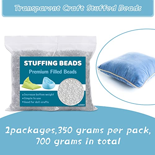 700g/24.69oz Premium Stuffing Beads, Polyfill Stuffing Poly Pellets | Filler Beads Stuffing for Stuffed Animals, Glass Filling Beads, Filled Beads Weighted Stuffing Bead for Craft DIY Decor - size: 700g