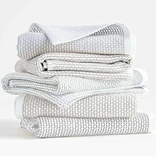 Realm 17" x 27" 100% Cotton Kitchen Towel (4 Pack) | Dobby Textured Pebble Grey | Soft, Plush & Absorbent with Solid White Backing - color: Pebble Grey, style: Dobby Kitchen Towel