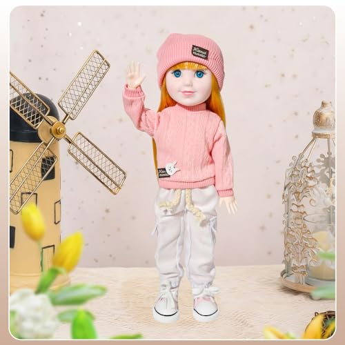 12 Inch BJD Fashion Girl Doll, 15 Movable Joints, Exquisite Hair and Trendy Casual Outfits (Casual wear-Pink) - color: Pink
