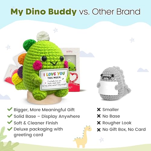 Gossby Gift for Boyfriend Girlfriend Husband Wife - I Love You This Much Dino Crochet - Anniversary, Valentines, Christmas, Birthday Couple Gift for Him Her - Romantic Idea for Women Men - color: I Love You This Much