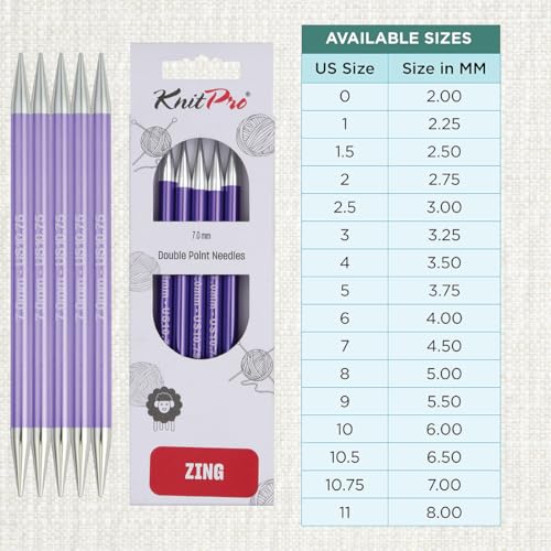 KnitPro Zing Double Pointed Needles 6" (15cm) | US Size 10.75 (7mm) - size: US 10.75 (7mm)