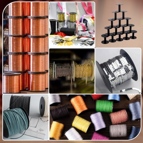 PH PandaHall 20pcs Black Empty Bobbin Spool Plastic Thread Spools Wire Weaving Bobbins 2.5 inch Thread String Bobbin Ribbon Spools Bulk Sewing Spool for Embroidery Yarn Cord Crafts Sewing