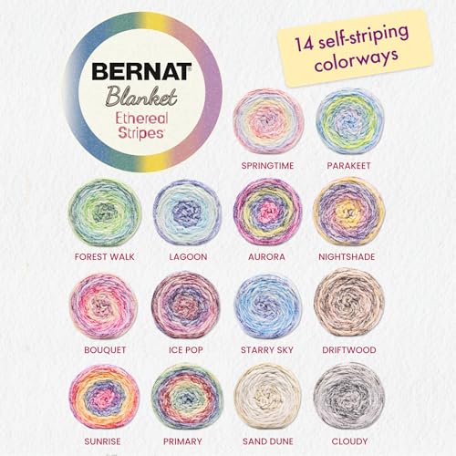 Bernat Blanket Ethereal Stripes Soft Yarn for Crocheting, Lagoon 2-Pack | #6 Super Bulky Yarn, 100% Polyester, Self-Striping Blanket Yarn for Crochet, Knitting & Crafts, 220yds, 300g/10.5oz per skein - color: Lagoon