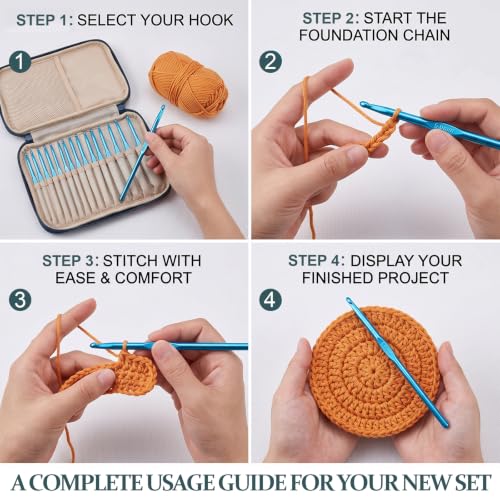 20PCS 5mm Crochet Hooks Set Aluminum Yarn Needles Blue for Beginners