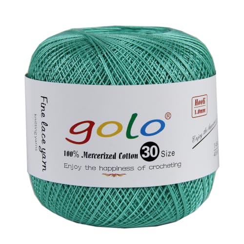 golo Crochet Thread Size 30 Yarn for Hand Kniting,Tatting,Crocheting 712 - color: 712-Turquoise