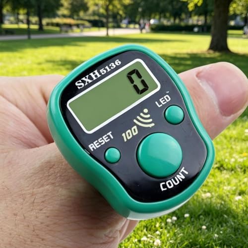 Hand Counter Clicker LED Digital Display Handheld | Finger Counter Clicker for Golf, Goods Counting, Running Laps, Knitting Rows, Participants, Game Scores, Coaching - color: Green
