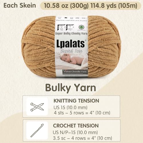 Baby Blanket Chenille Yarn for Crocheting, Purple Super Bulky Chunky Yarn | 2 Pack 229.6 Yds, 21.16 Oz Plush Fluffy Velvet Yarn for Crochet, Soft Thick Yarn for Hand Knitting Cozy Blankets, Amigurumi - color: Light Purple