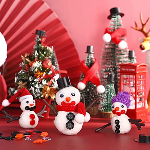 Aoriher 450 Pcs Snowman DIY Kit, Hats Eyes Noses Hands Buttons Scarves | Plastic Eyes Carrot Noses Branch Hands Buttons Scarves, For Christmas Party Ornament Sewing Decoration Holiday Crafts