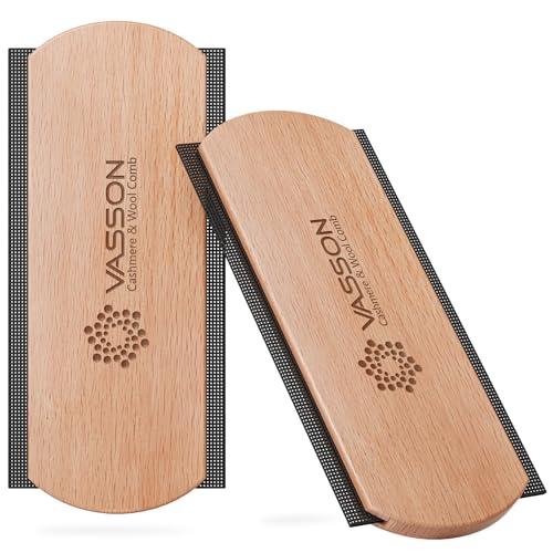VASSON Large Cashmere Comb, Thick Wood Sweater Comb to Remove Pilling | Ergonomic thick beechwood grip and 20% larger comb for effortless de-pilling
