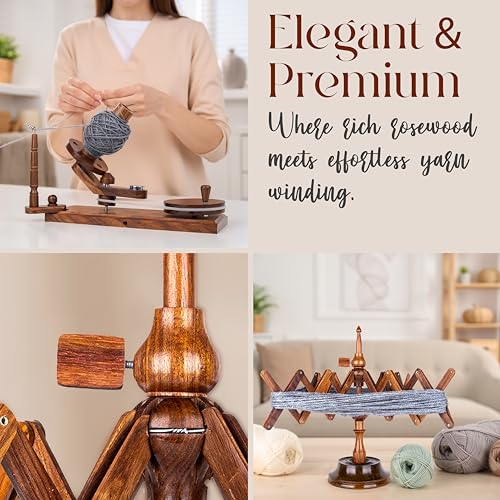 Ayan Handicraft Well Crafted Yarn Swift and Ball Winder Combo - Yarn Cake Winder, Yarn Winder and Swift, Yarn Winder Large Capacity (Rosewood Combo) - color: Rosewood Combo