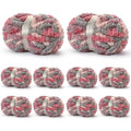 10 Pack Jumbo Chunky Yarn for Hand Knitting, Fluffy Variegated Chunky Chenille Yarn for Crocheting, 240yds/70.5oz Super Bulky Soft Crochet Baby Blanket Yarn(Grey-Pink-Purple) - color: Grey-Pink-Purple