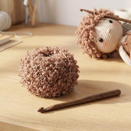Teddy Fur Curly Yarn, 3 Skeins (150g/5.3oz Total, 15mm Thick), Chunky Faux Fur Eyelash Yarn, Super Soft Fluffy Yarn for Doll Hair Weaving, Crochet, Knitting, Amigurumi (Dusty Rose) - color: Dusty Rose