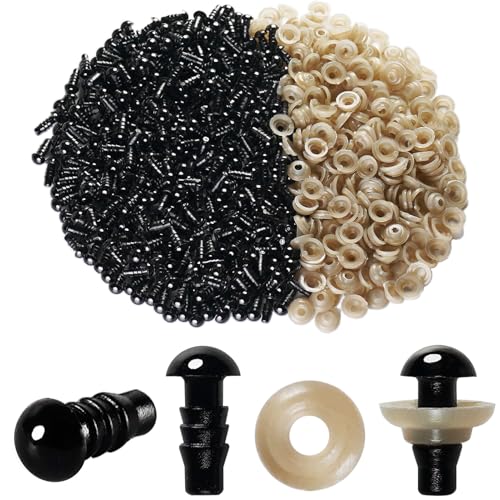 Hukiwow 600Pcs 6mm Safety Eyes and Washers 6 mm Safety Eyes for Crocheting Plastic Crochet Eyes Black Craft Eyes Animals Eyes Small Doll Eyes - size: 6mm