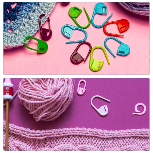 PATIKIL Crochet Stitch Markers, 100 Pack Plastic Knitting Markers Locking Stitch Marker for Sewing Crocheting DIY Craft, Red - color: Red