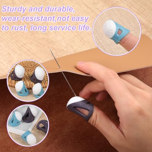 20 Pcs Thimble Finger Protector, 2 Colors Silicone Thimble Fingertip Grips | 2 Sizes, Blue, Purple, Non-Slip, Quilting Craft Accessory, for DIY Sewing and Household Projects