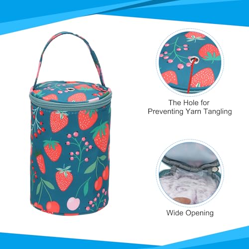 PATIKIL Knitting Bag for Yarn Crochet Organizer Strap Case Holder Blue Red | Storage, Small Size, with Pocket, for Crocheting Supplies Needles Hooks